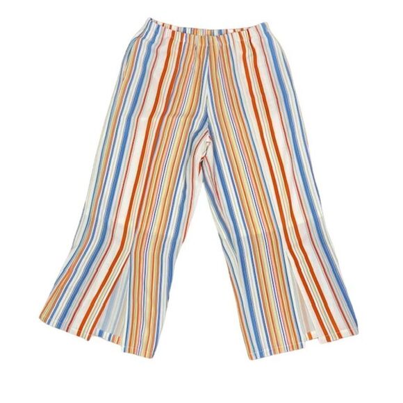 Spanner Women's Striped Split Leg Pull on Lined Pants Pockets Breezy Size Small - Picture 1 of 11